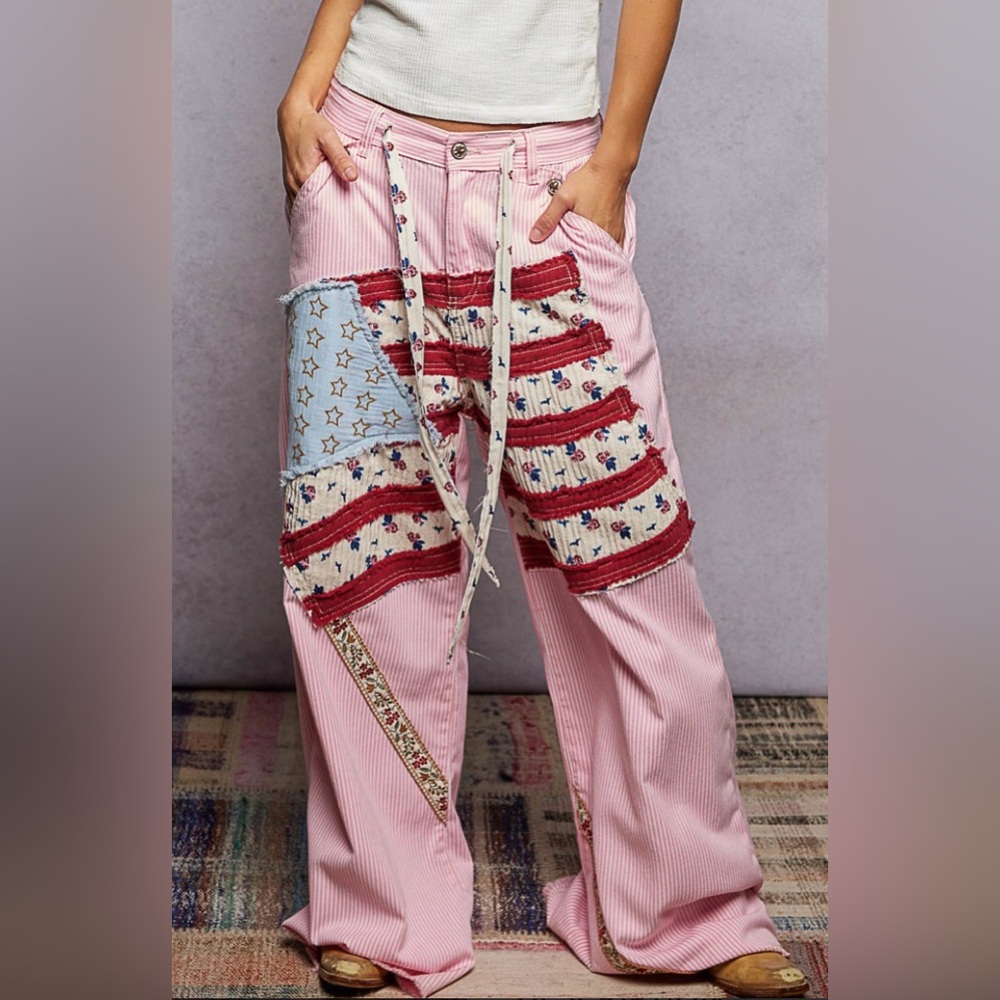 POL Patchwork Striped Pants NWT - image 1